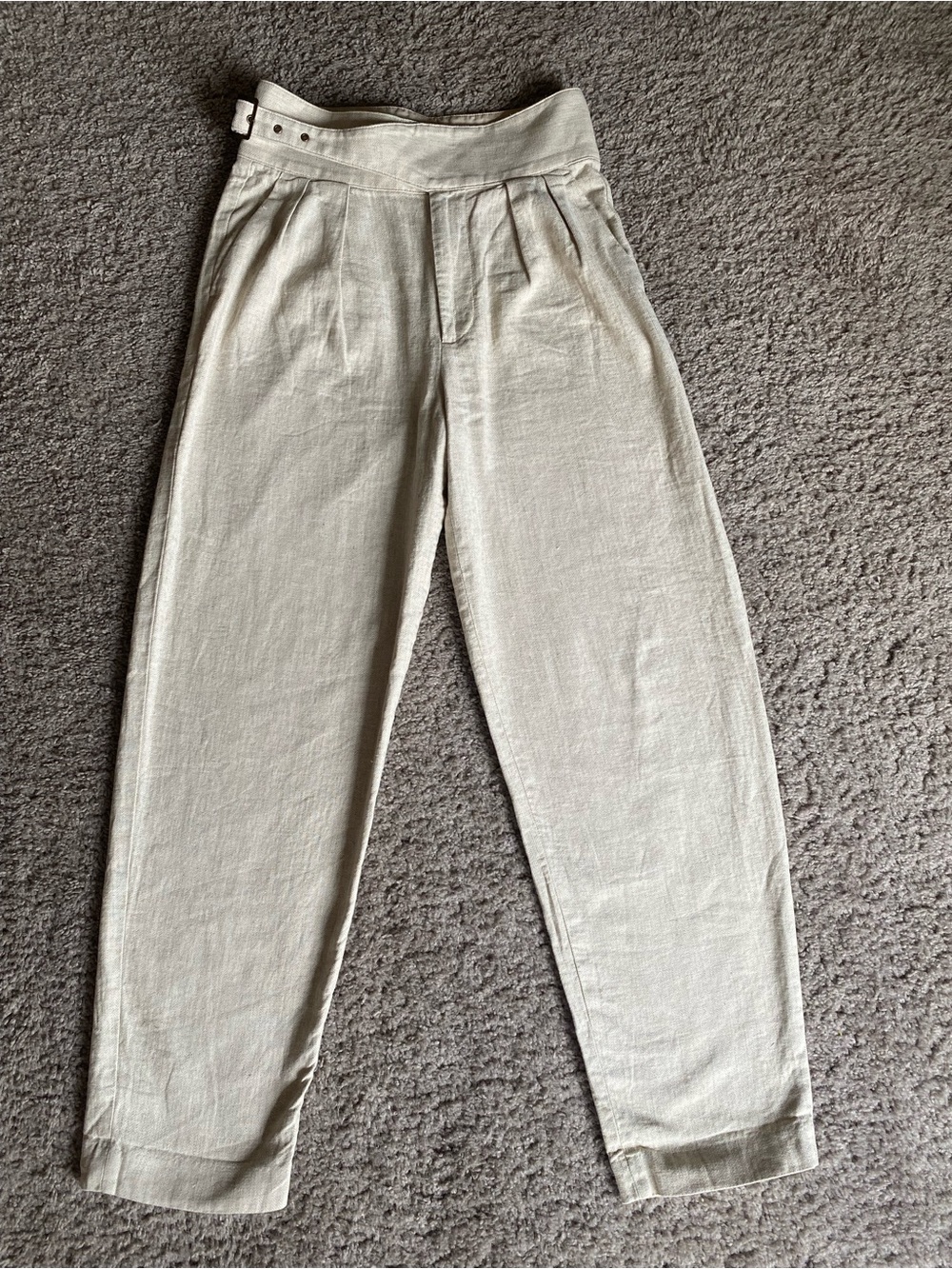 Banana Republic Ivory High-Rise Pleated Trousers
